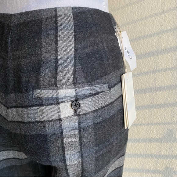 NWT Aritzia Wilfred Chambéry Flannel Check Pant in Charcoal/Black 0 - Picture 4 of 8